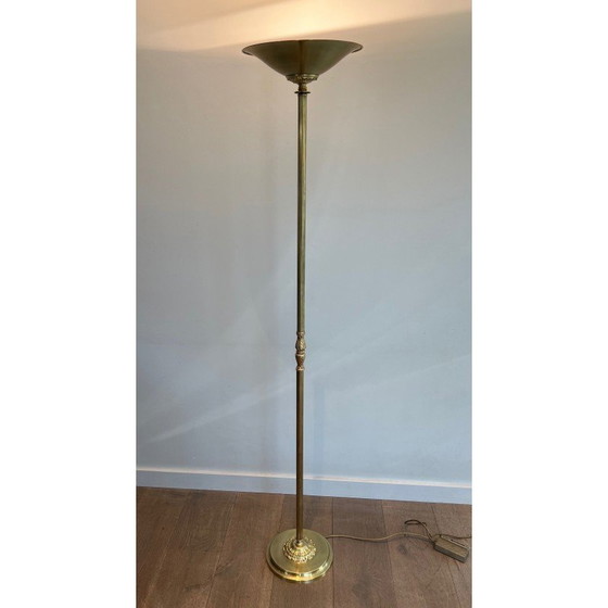 Image 1 of Vintage Stehlampe aus Messing mit abnehmbarem Reflektor, Frankreich 1970