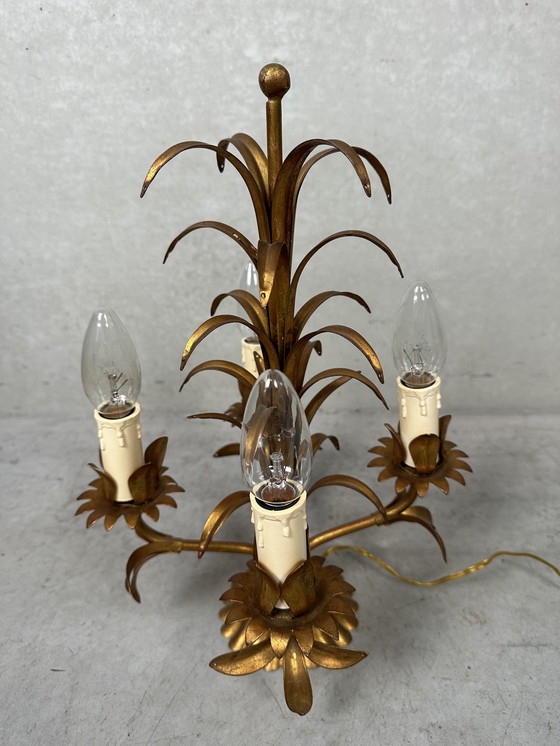 Image 1 of Tischlampe aus Palmenholz - Hollywood Regency