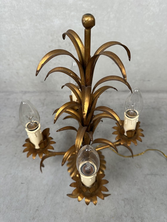 Image 1 of Tischlampe aus Palmenholz - Hollywood Regency