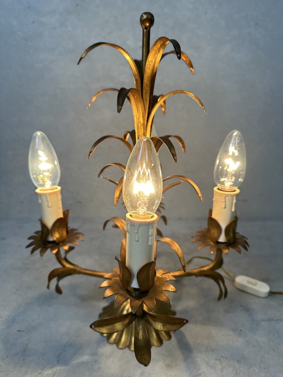 Image 1 of Tischlampe aus Palmenholz - Hollywood Regency