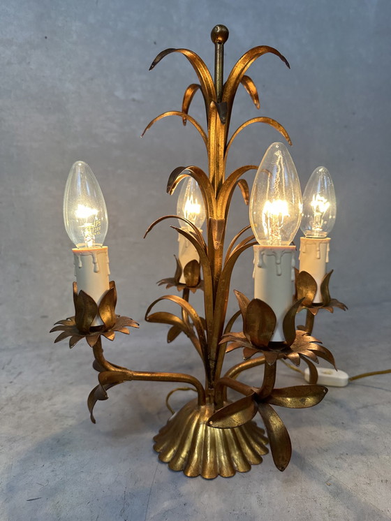 Image 1 of Tischlampe aus Palmenholz - Hollywood Regency