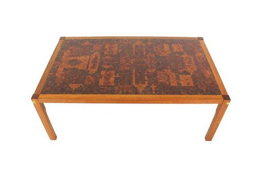 As new, luxury Tranekaer Danish Mid Century Mosaic Coffee Table by Rolf Middelboe and Gorm Lindum Christensen, 1970s #2