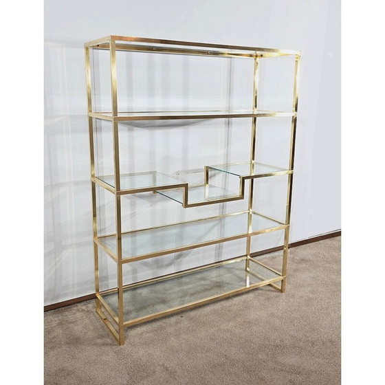 Image 1 of 5-stöckiges Vintage-Regal aus vergoldetem Messing, 1970