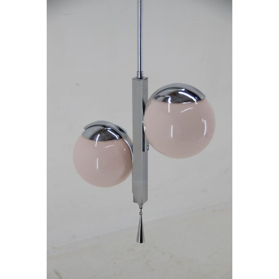 Image 1 of Vintage Art Deco Hängeleuchte aus rosa Glas, 1930