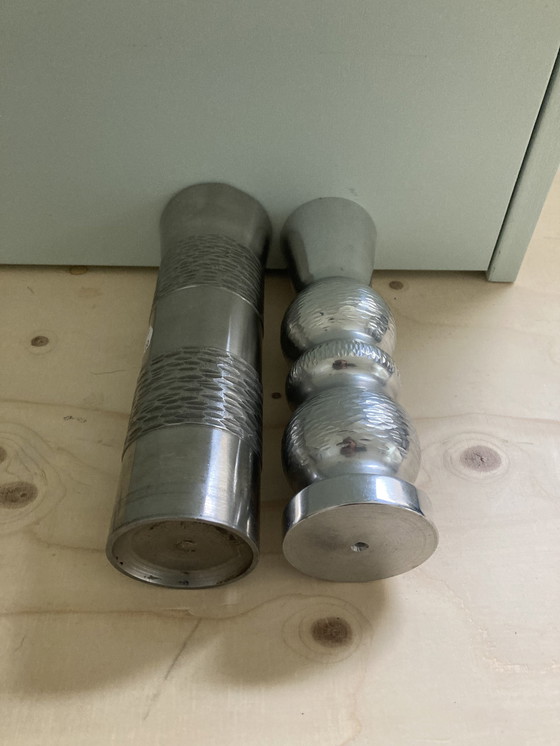 Image 1 of Set Brutalistische Vasen Metall