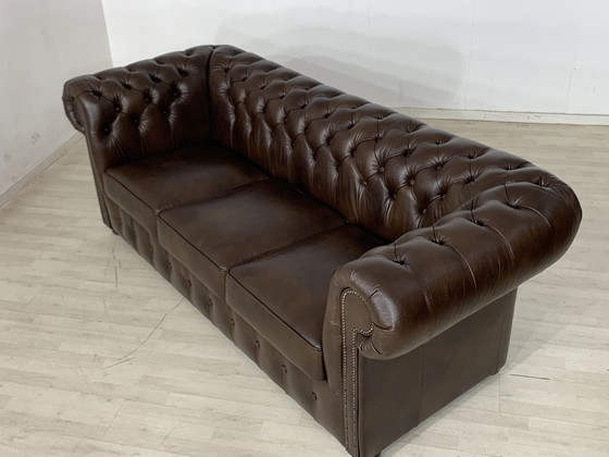 Image 1 of Englisch chesterfield sofa couch ledercouch 3-sitzer vintage stil