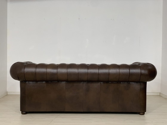 Image 1 of Englisch chesterfield sofa couch ledercouch 3-sitzer vintage stil