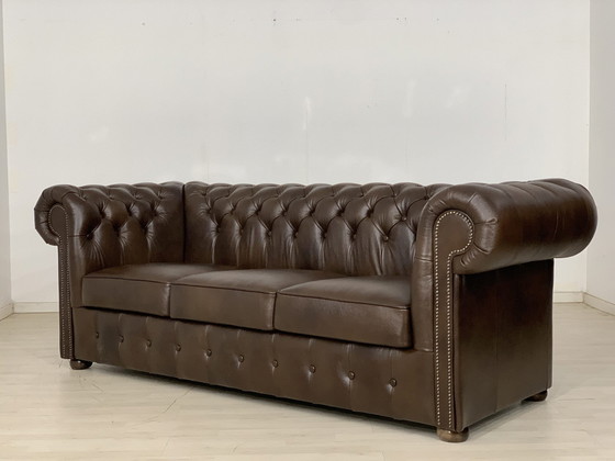 Image 1 of Englisch chesterfield sofa couch ledercouch 3-sitzer vintage stil