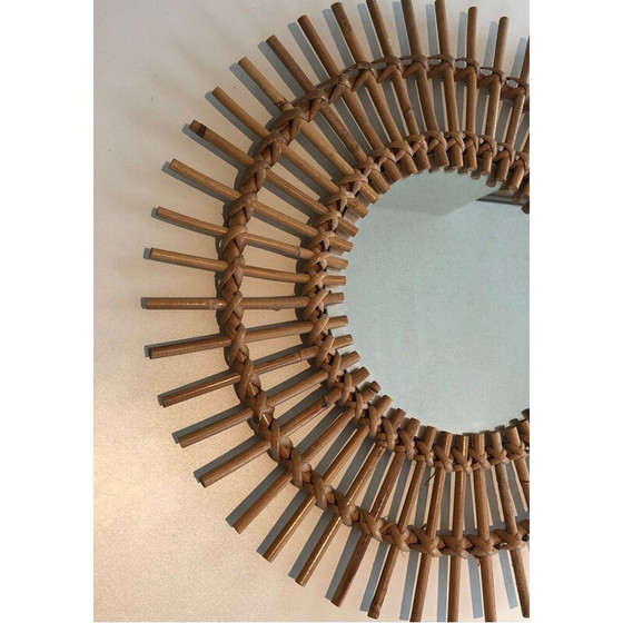 Image 1 of Spiegel aus Rattan, 1970er Jahre