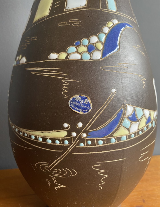 Image 1 of Höhr-Grenzhause Vase von Marzi & Remy Dekor Venedig Modell 1019/35 1950er Jahre