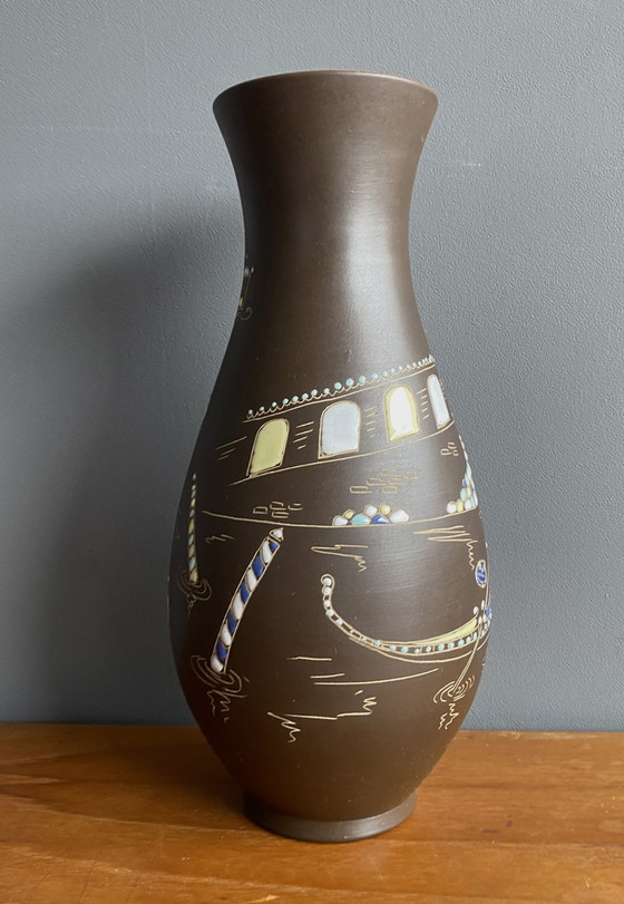 Image 1 of Höhr-Grenzhause Vase von Marzi & Remy Dekor Venedig Modell 1019/35 1950er Jahre