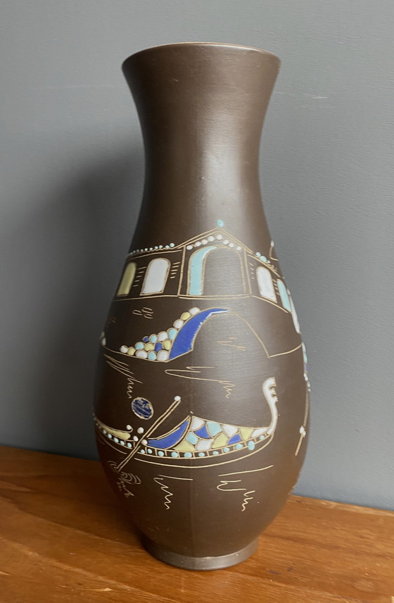 Image 1 of Höhr-Grenzhause Vase von Marzi & Remy Dekor Venedig Modell 1019/35 1950er Jahre