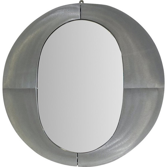 Image 1 of Mid Century Aluminium Wandspiegel von Lorenzo Burchiellaro, Italien 1970er Jahre
