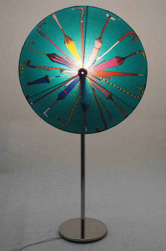 Image 1 of Fornasetti Stoff Stahl Tischlampe