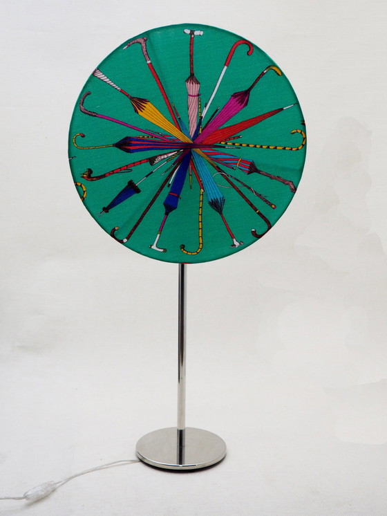 Image 1 of Fornasetti Stoff Stahl Tischlampe