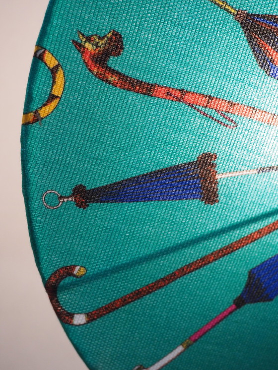 Image 1 of Fornasetti Stoff Stahl Tischlampe