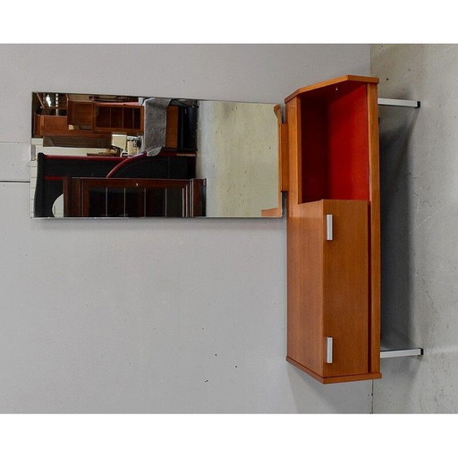 Vintage Schminktisch aus Teakholz mit großem Spiegel, 1960-1970