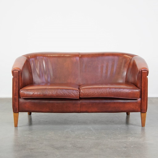 Oxblood Red Rindsleder 2-Sitzer Sofa