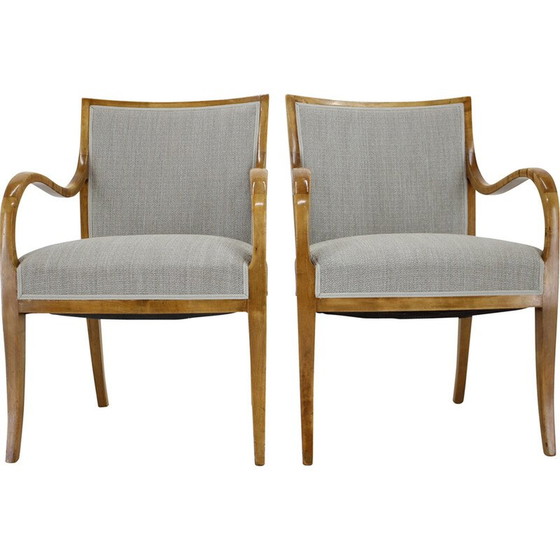 Image 1 of Paar Vintage-Sessel aus Birkenholz von Frits Henningsen, Dänemark