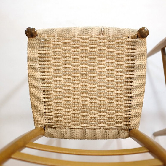 Image 1 of Satz von 3 Vintage-Stühlen aus Holz und Seil, Italien 1950