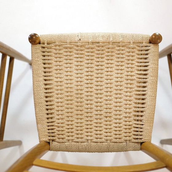 Image 1 of Satz von 3 Vintage-Stühlen aus Holz und Seil, Italien 1950