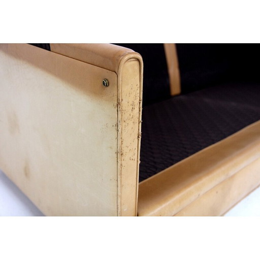 Vintage "Reton" 3-Sitzer Sofa in Nussbaum und Leder für Dux, Schweden 1960