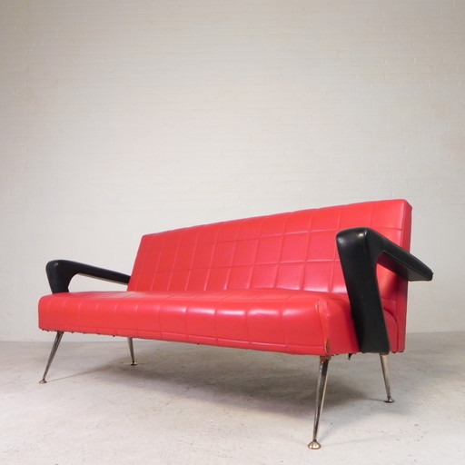 Skai Gepolstertes Rockabilly Sofa, 50er Jahre