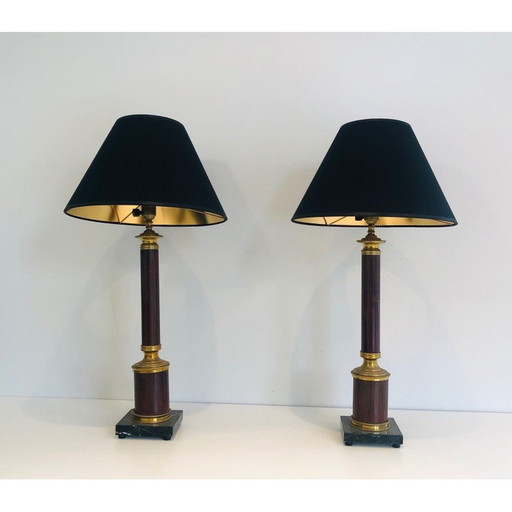 Paar Vintage-Lampen aus Metall und Messing, Frankreich 1940