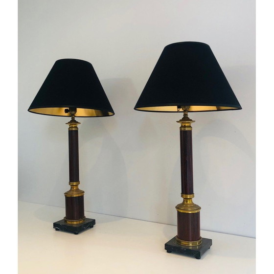 Image 1 of Paar Vintage-Lampen aus Metall und Messing, Frankreich 1940