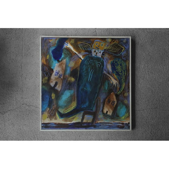 Image 1 of Vintage Acryl auf Leinwand von Annemette Lichtenberg, 1993