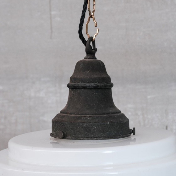 Image 1 of Vintage-Pendelleuchte aus Messing und Opalglas, Frankreich 1950er Jahre
