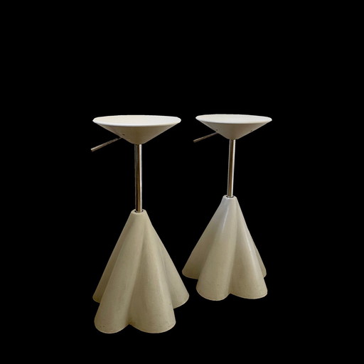 Seltenes Paar Drehbare Hocker Von Philippe Starck Für Présence Paris/ L'Oréal 1989
