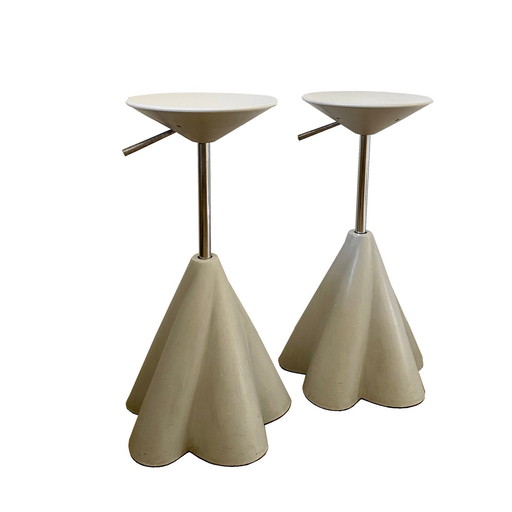 Seltenes Paar Drehbare Hocker Von Philippe Starck Für Présence Paris/ L'Oréal 1989