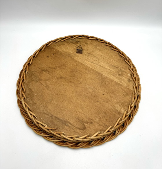 Image 1 of Vintage Rattan Korbgeflecht Spiegel
