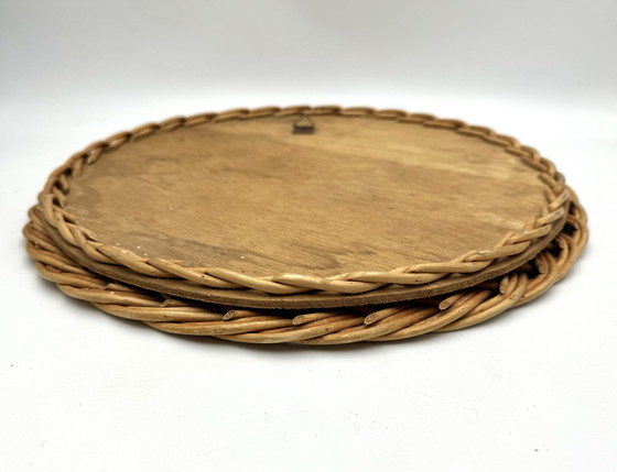 Image 1 of Vintage Rattan Korbgeflecht Spiegel