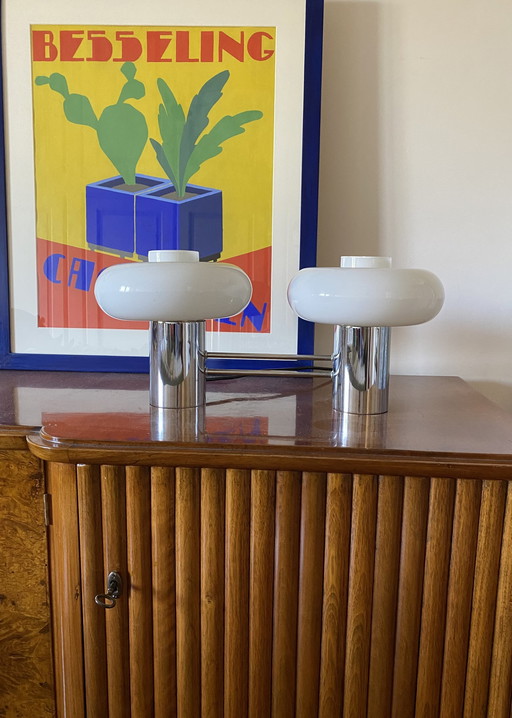 Mid Century Zwei Leuchten Tischlampe, Italien Ca. 1970S