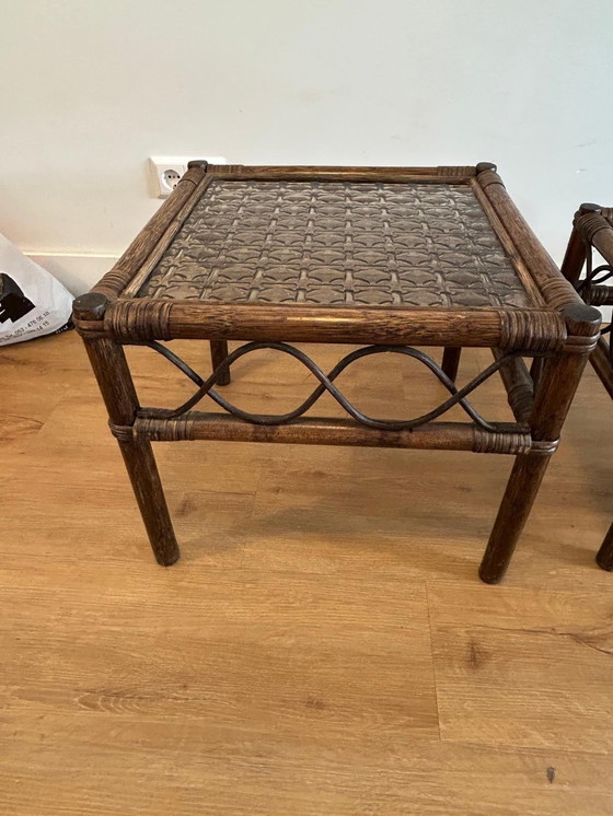 Image 1 of Set Beistelltische Manou/Rotan mit geräuchertem Glas