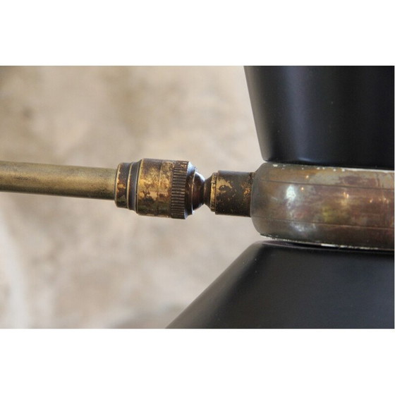 Image 1 of Vintage Diabolo-Wandleuchte aus schwarz und rot lackiertem Metall von Lunel, 1950