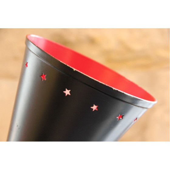 Image 1 of Vintage Diabolo-Wandleuchte aus schwarz und rot lackiertem Metall von Lunel, 1950