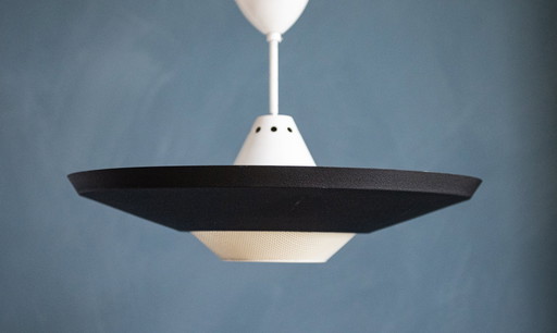 Vintage Philips Schwarz und Weiß Pendelleuchte von Louis Kalff