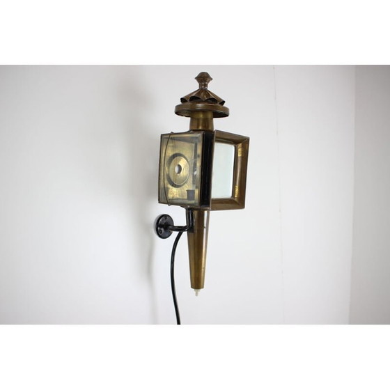 Image 1 of Wandlampe aus Messing und Glas, Tschechisch 1950