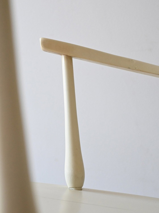 Image 1 of Weißer skandinavischer Shabby Chic Schaukelstuhl - Vintage Holz Nordic Design