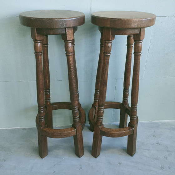Image 1 of Vintage (Antike) Eiche Barhocker/Säulen