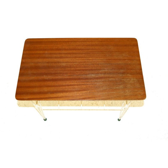 Image 1 of Couchtisch aus weißem Metall und Teakholz