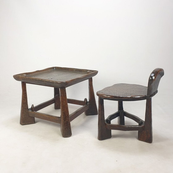 Image 1 of Mid Century Stuhl und Tisch aus Holz, 1950er Jahre