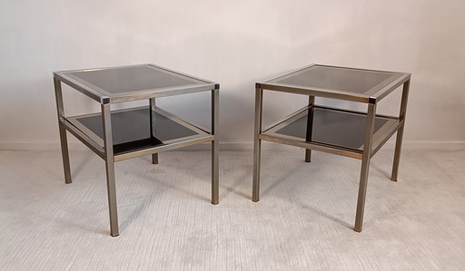 2 Schöne Niedrige Tische, Beistelltische, Sofatisch 1970'S Marly Frères Bordeaux