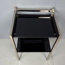 Mid Century Beistelltisch Schwarz Glas/Chrom