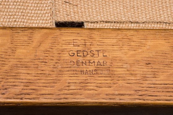 Image 1 of Großes Dänisches Sofa Aus Massiver Eiche Und Stoff, Modell Ge375 Von Hans Wegner Für Getama 1960.