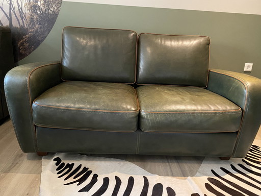 Zeitloses Baxter Art Deco 2-Sitzer Sofa in luxuriösem Bulls Leder