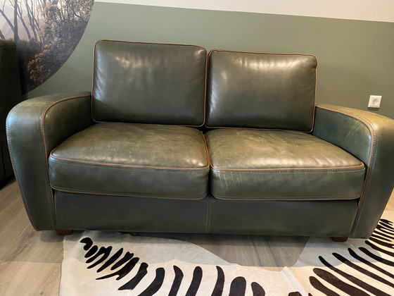 Image 1 of Zeitloses Baxter Art Deco 2-Sitzer Sofa in luxuriösem Bulls Leder